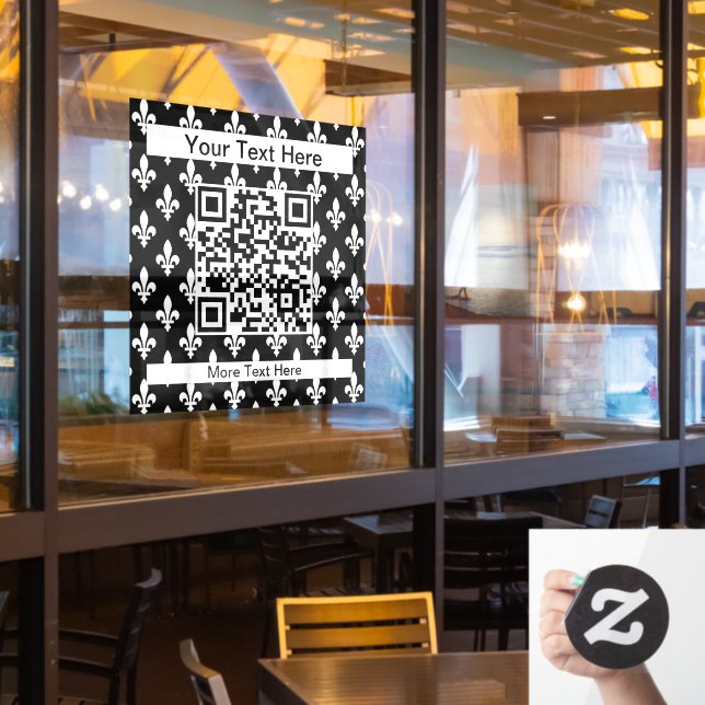 Fleur de Lis Pattern, French, Royal, White Window Cling (Restaurant Window)