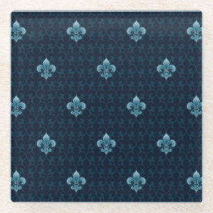 Fleur De Lis Pattern Glass Coaster