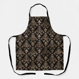 Fleur-de-lis pattern gold on black apron