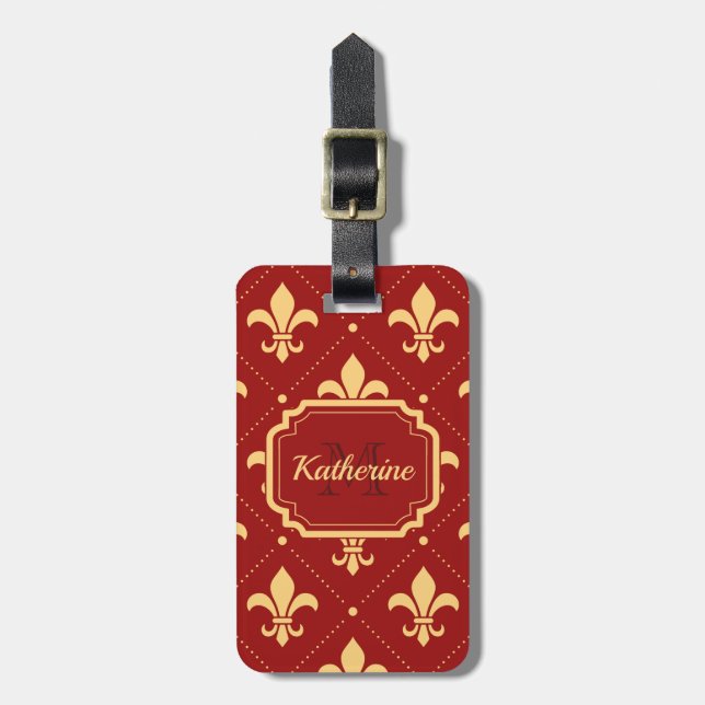 Fleur-de-lis Pattern Luggage Tag (Front Vertical)