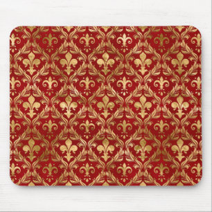 Fleur-de-lis pattern luxury red mouse mat