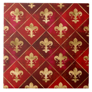 Fleur-de-lis pattern luxury red tile