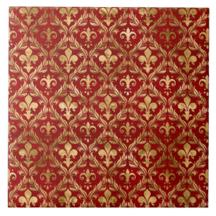 Fleur-de-lis pattern luxury red tile
