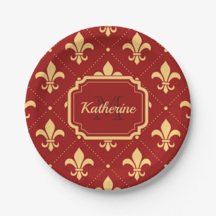 Fleur-de-lis Pattern Paper Plate