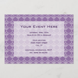 Fleur de Lis Pattern Party Invitation Purple White