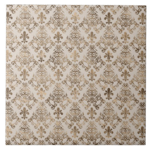 Fleur-de-lis pattern pastel gold tile