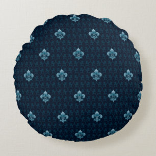 Fleur De Lis Pattern Round Cushion