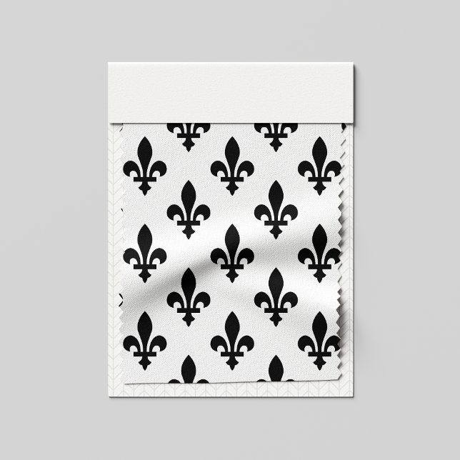 Fleur de Lis Pattern, Royal French, Black on White Fabric (Creator Uploaded)