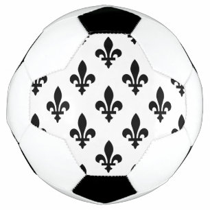 Fleur de Lis Pattern, Royal French, Black on White Football