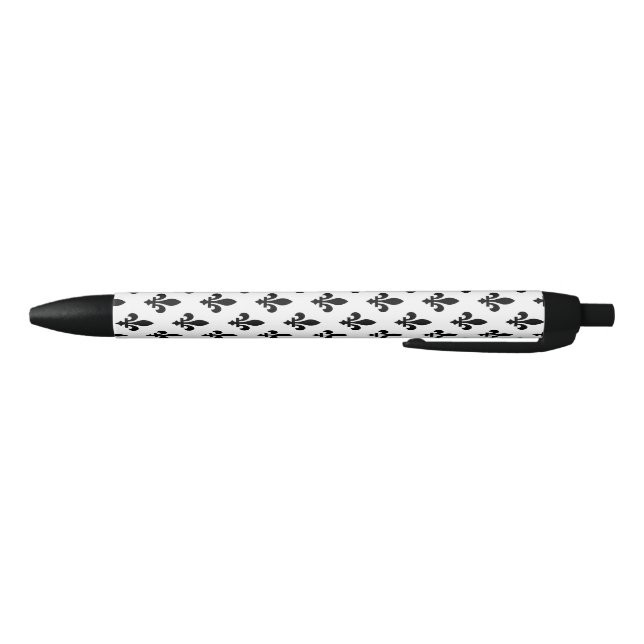 Fleur de Lis Pattern, Royal French, Black on White Ink Pen (Bottom)
