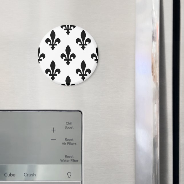 Fleur de Lis Pattern, Royal French, Black on White Magnet (In Situ (Fridge))