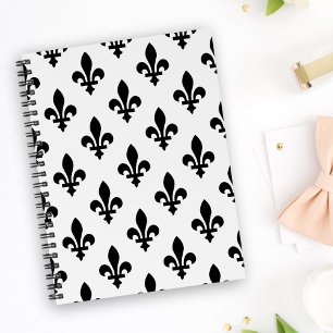 Fleur de Lis Pattern, Royal French, Black on White Notebook