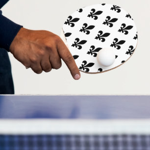 Fleur de Lis Pattern, Royal French, Black on White Ping Pong Paddle