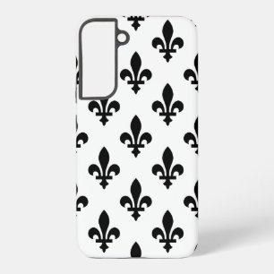 Fleur de Lis Pattern, Royal French, Black on White Samsung Galaxy Case