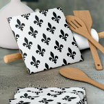Fleur de Lis Pattern, Royal French, Black on White Tile<br><div class="desc">Elegant,  stylish and sophisticated pattern with black Fleur De Lis Pattern on white background. Modern and trendy design,  perfect for the heraldry charge lover.</div>