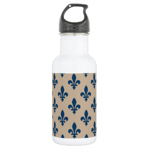 Fleur de Lis Pattern, Royal French Blue on Cream 532 Ml Water Bottle