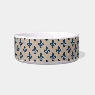 Fleur de Lis Pattern, Royal French Blue on Cream Bowl