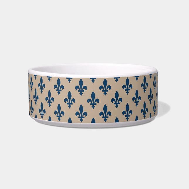 Fleur de Lis Pattern, Royal French Blue on Cream Bowl (Front)
