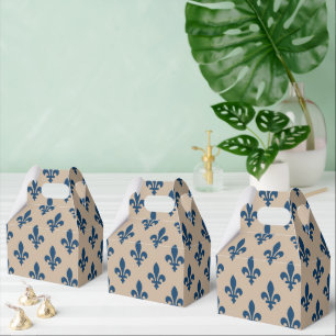 Fleur de Lis Pattern, Royal French Blue on Cream Favour Box