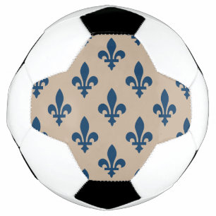 Fleur de Lis Pattern, Royal French Blue on Cream Football