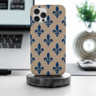 Fleur de Lis Pattern, Royal French Blue on Cream iPhone 15 Pro Max Case