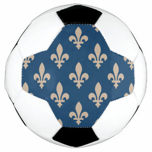 Fleur de Lis Pattern, Royal French, Cream on Blue Football