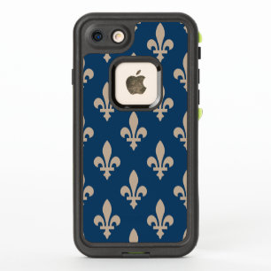 Fleur de Lis Pattern, Royal French, Cream on Blue