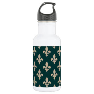 Fleur de Lis Pattern, Royal French Cream on Green 532 Ml Water Bottle