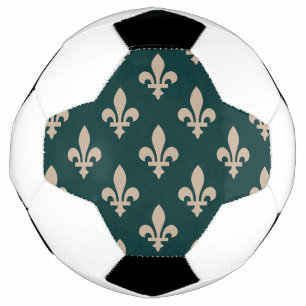 Fleur de Lis Pattern, Royal French Cream on Green Football