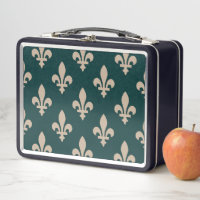 Fleur de Lis Pattern, Royal French Cream on Green