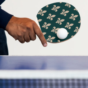 Fleur de Lis Pattern, Royal French Cream on Green Ping Pong Paddle