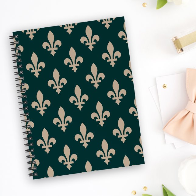 Fleur de Lis Pattern, Royal French Cream on Green Planner (Creator Uploaded)