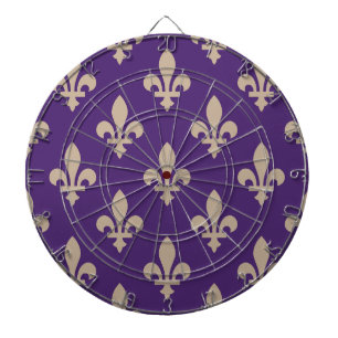 Fleur de Lis Pattern, Royal French Cream on Purple Dartboard
