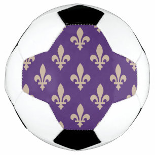 Fleur de Lis Pattern, Royal French Cream on Purple Football