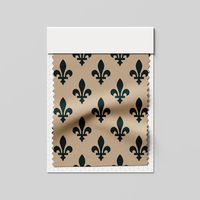 Fleur de Lis Pattern, Royal French Green on Cream Fabric (Creator Uploaded)