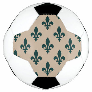 Fleur de Lis Pattern, Royal French Green on Cream Football