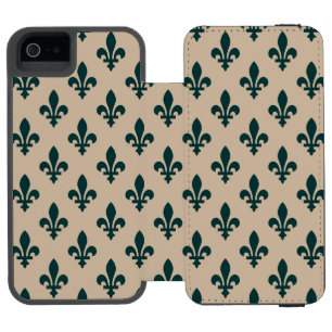 Fleur de Lis Pattern, Royal French Green on Cream Incipio Watson™ iPhone 5 Wallet Case