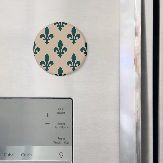 Fleur de Lis Pattern, Royal French Green on Cream Magnet (In Situ (Fridge))