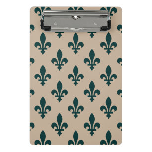 Fleur de Lis Pattern, Royal French Green on Cream Mini Clipboard