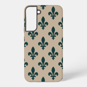 Fleur de Lis Pattern, Royal French Green on Cream Samsung Galaxy Case