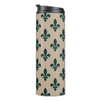 Fleur de Lis Pattern, Royal French Green on Cream
