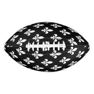 Fleur de Lis Pattern, Royal French, White on Black American Football