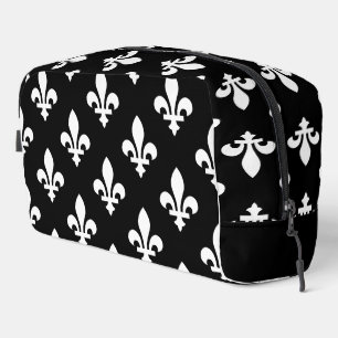 Fleur de Lis Pattern, Royal French, White on Black Dopp Kit