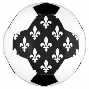 Fleur de Lis Pattern, Royal French, White on Black Football