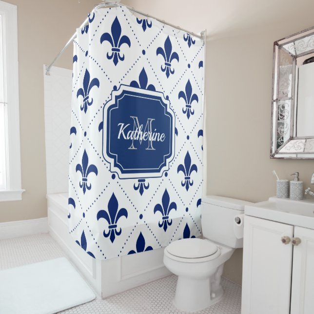Fleur-de-lis Pattern Shower Curtain (In Situ)