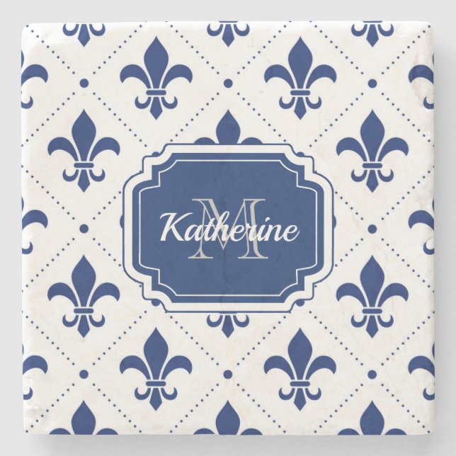 Fleur-de-lis Pattern Stone Coaster (Front)