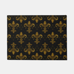 Fleur-de-lis pattern vintage gold doormat