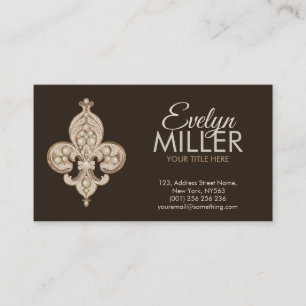 Fleur-de-lis Pearl and Gold Ornament Business Card