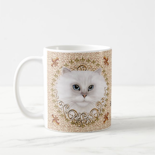 Fleur De Lis  Persian Cat Mug (Left)