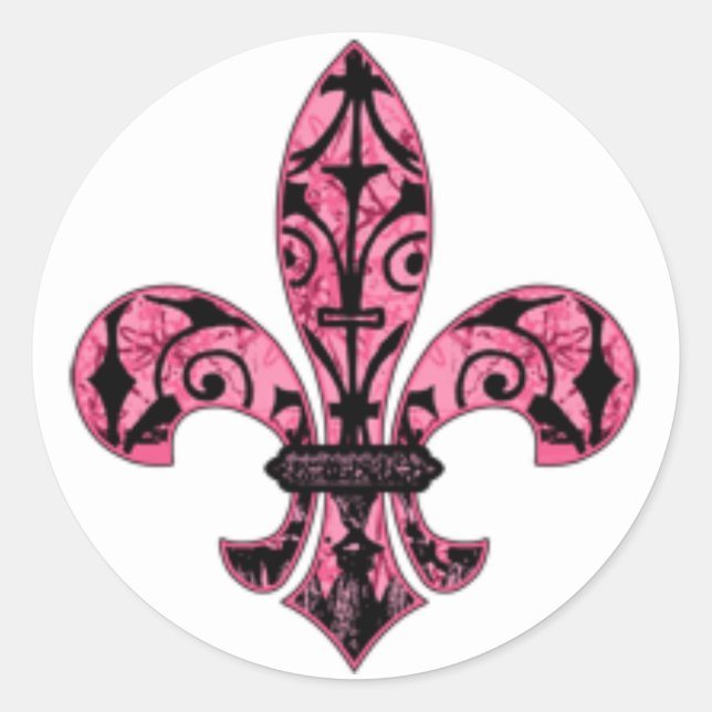 Fleur de lis Pink cards and stickers (Front)